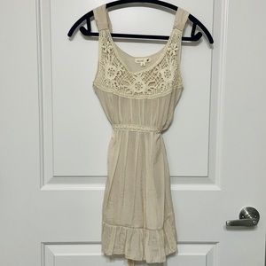 mine Beige Cotton Mini Dress With Lace